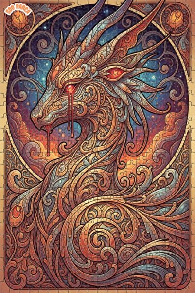 Esranın Dünyası Tears of the Dragon Oil Painting Look Wooden Puzzle with Doub...