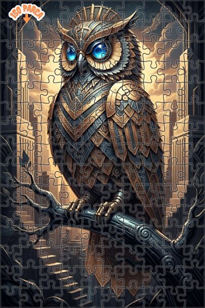 Esranın Dünyası Mystic Mechanical Owl Art Double Layer Framed Wooden Puzzle 1...