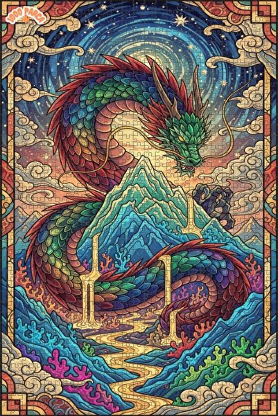 Esranın Dünyası Dragon Mountain Water Oil Painting Lookalike Double-Layer Fra...