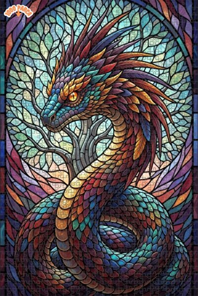 Esranın Dünyası Invisible Dragon Mosaic Art Double-Layer Framed Wooden Puzzle...