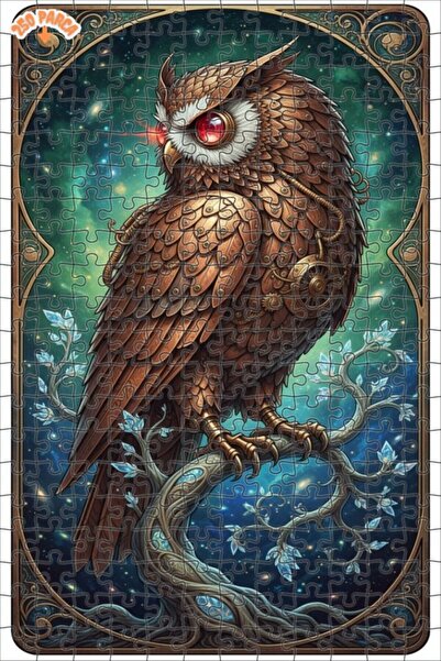 Esranın Dünyası Mechanical Owl Art Double Layer Framed Wooden Puzzle 250 Piec...