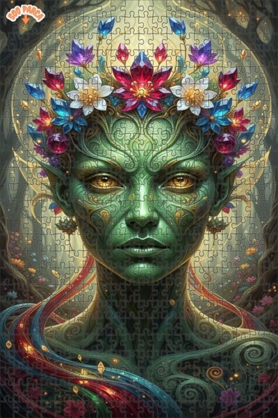 Esranın Dünyası Green Haunted Forest Art Double-Layer Framed Wooden Puzzle 50...