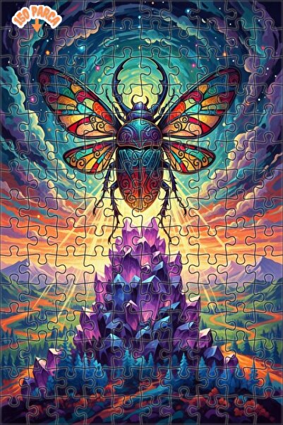 Esranın Dünyası Magical Crystal Beetle Oil Painting Lookalike Double-Layer Fr...