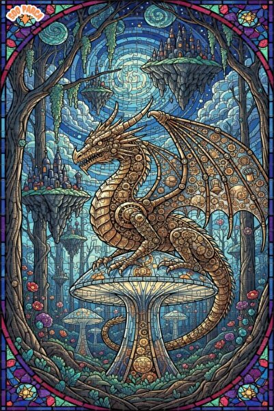 Esranın Dünyası Mechanical Dragon Wild Forest Adventure Art Puzzle 500 Pieces...