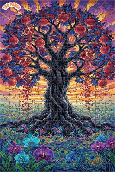 Esranın Dünyası لغز فني على شكل شجرة الرمان السحرية بتأثيرات الألوان الزيتية ...