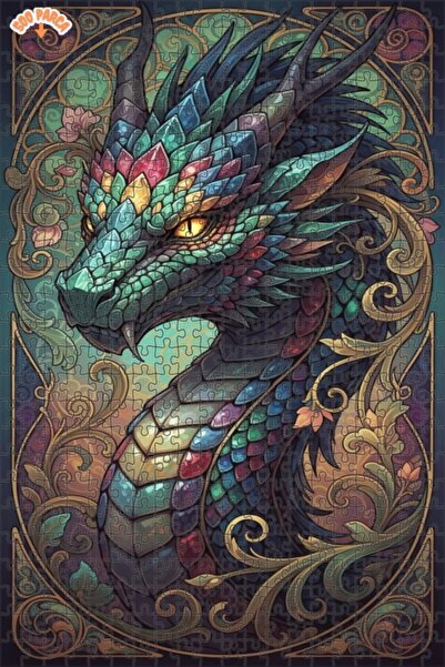 Esranın Dünyası Fabulous Crystal Dragon Art Double Layer Framed Wooden Puzzle...