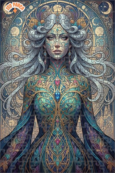 Esranın Dünyası Mysterious Moon Goddess Oil Painting Lookalike Double-Layer F...