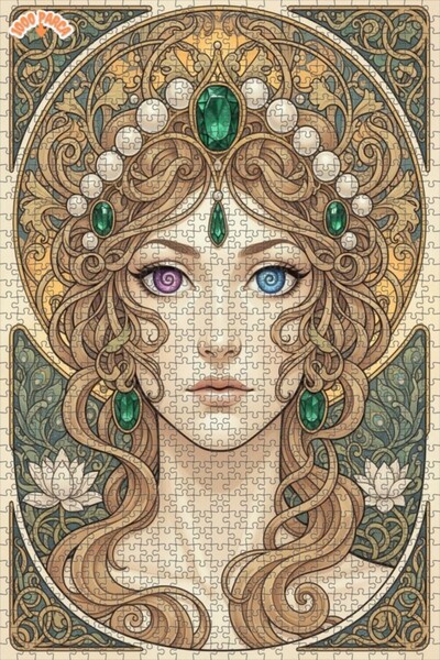 Esranın Dünyası Art Nouveau Woman Portrait Oil Painting Look Double Layer Fra...