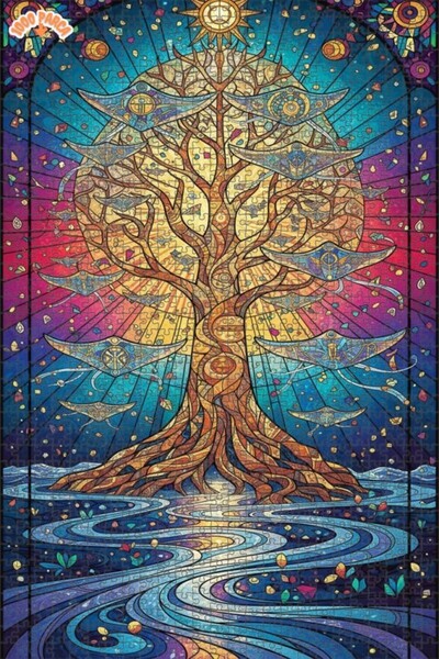 Esranın Dünyası فسيفساء شجرة الحياة ذات المظهر الفني منقوش مزدوج الطبقات بازل...