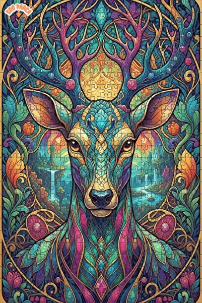 Esranın Dünyası لوحة زيتية لغزال الغابة السحرية بمظهر عصري، لغز خشبي مكون من ...