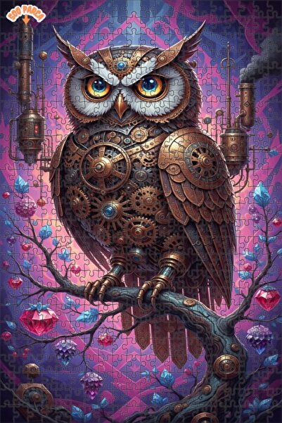 Esranın Dünyası Steam Mechanical Owl Art Double Layer Framed Wooden Puzzle 50...