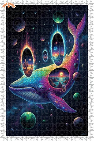 Esranın Dünyası لوحة زيتية لحوت السماء الزرقاء، مزدوج الطبقات قطعة من الألغاز...