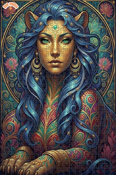 Esranın Dünyası Mysterious Lion Woman Oil Painting Lookalike Double-Layer Fra...
