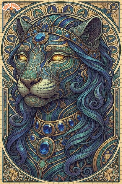 Esranın Dünyası لغز خشبي مؤطر من زمرود ليون منقوش مزدوج الطبقات مكون من 1000 ...