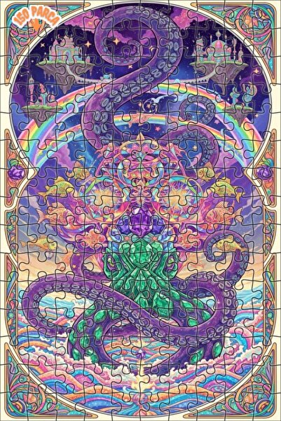 Esranın Dünyası Dream Ships of the Giant Octopus Double-Layer Framed Wooden P...