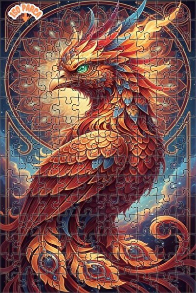 Esranın Dünyası Gorgeous Phoenix Oil Painting Look Double Layer Framed Wooden...