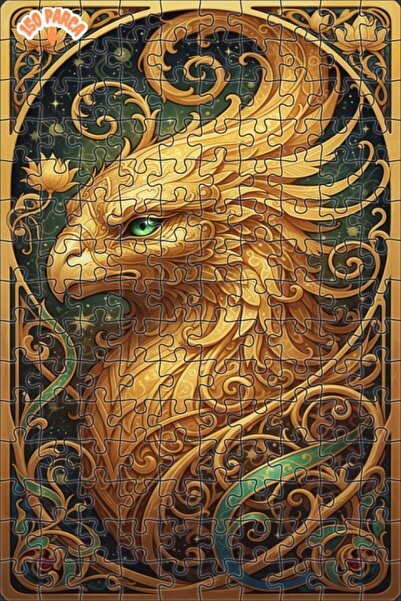 Esranın Dünyası لغز خشبي مُطرز بالذهب والزمرد مزدوج الطبقات قطعة مقاس 20x30