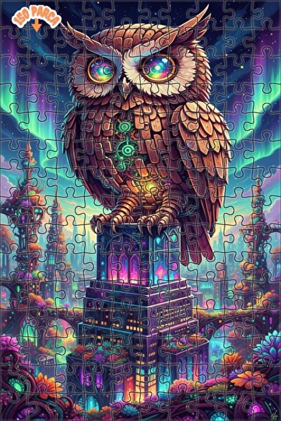Esranın Dünyası Mysterious Owl City Oil Painting Lookalike Double-Layer Frame...