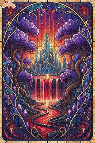 Esranın Dünyası Crystal Waterfall Palace Glass Mosaic Look Wooden Puzzle with...