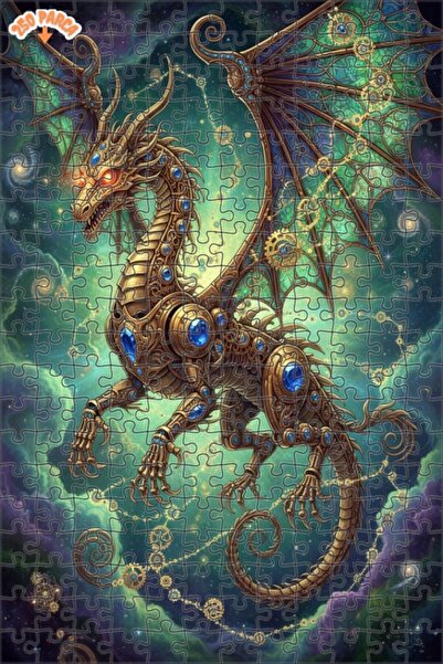 Esranın Dünyası Steam Dragon Art Double Layer Framed Wooden Puzzle 250 Pieces...
