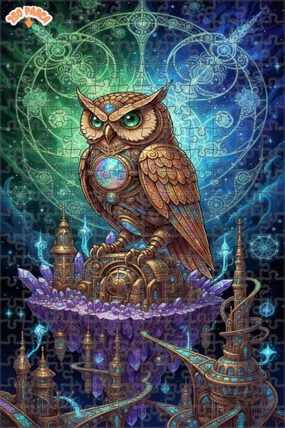 Esranın Dünyası Mystical Mechanical Owl Oil Painting Lookalike Art Puzzle 250...