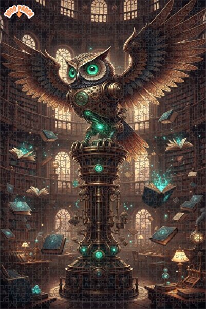 Esranın Dünyası The Mysterious Library of the Mechanical Owl Oil Painting Dou...