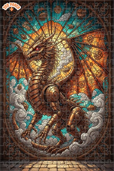 Esranın Dünyası Steampunk Mechanical Dragon Stained Glass Look Wooden Puzzle ...