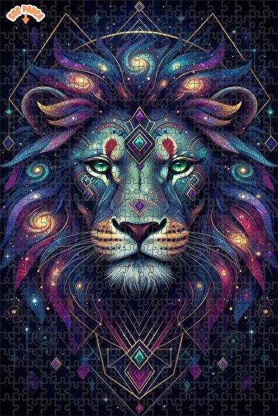 Esranın Dünyası لغز خشبي مطبوع عليه فن الأسد الكوني مزدوج الطبقات قطعة مقاس 5...