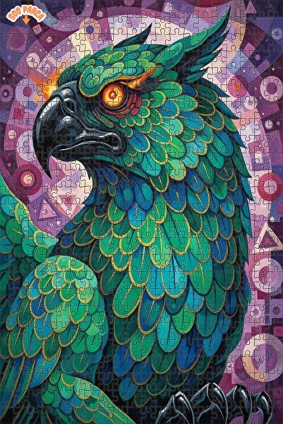Esranın Dünyası لغز خشبي بتصميم طائر الفينيق الزمردي السحري بمظهر لوحة زيتية ...