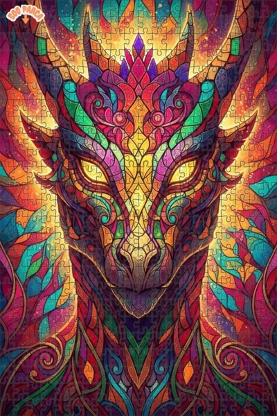 Esranın Dünyası لغز فني خشبي من موزايك دراجون آرت مزدوج الطبقات قطعة مقاس 50x30