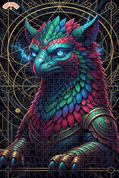 Esranın Dünyası Mystical Grifon Oil Painting Lookalike Double-Layer Framed Wo...