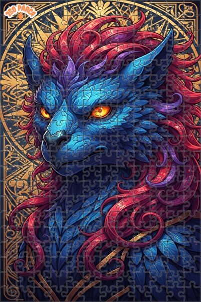 Esranın Dünyası Mystical Blue Winged Creature Oil Painting Lookalike Art Puzz...