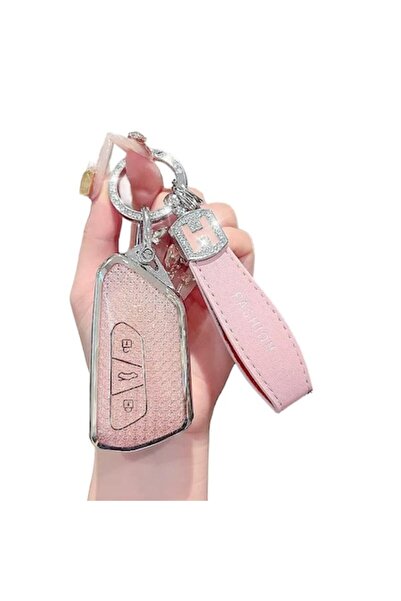 QGC Husa de Chei Auto Argintiu cu Textură, Snur Tricotat și Jucăuș, Accesoriu...