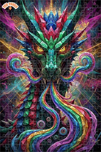 Esranın Dünyası Rainbow Breathing Crystal Dragon Double-Layer Framed Wooden P...