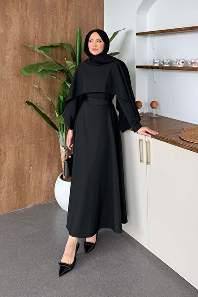 Hazamoda Double Cape Dress Black
