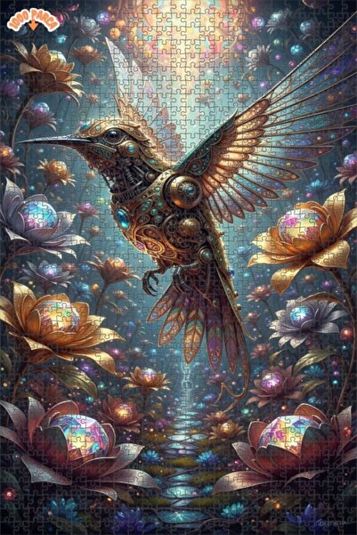 Esranın Dünyası Magical Mechanical Hummingbird Oil Painting Lookalike Double-...