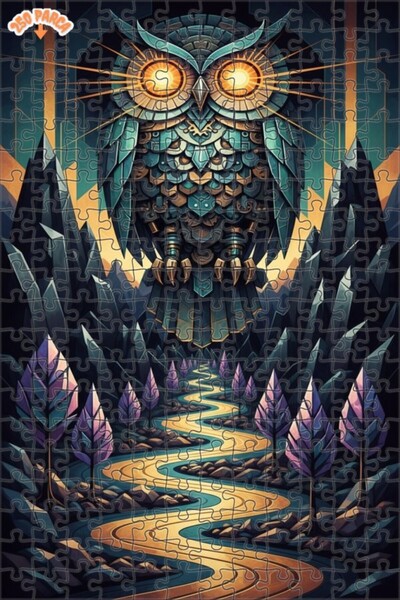 Esranın Dünyası Mysterious Owl Art Double Layer Framed Wooden Puzzle 250 Piec...