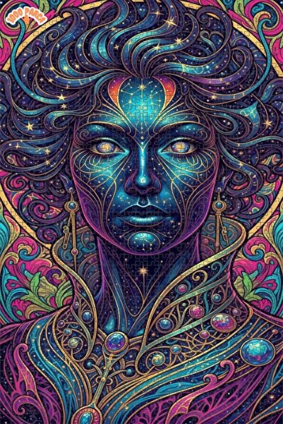 Esranın Dünyası لغز خشبي مصور للكون المجرعي مزدوج الطبقات قطعة مع إطار 70x50