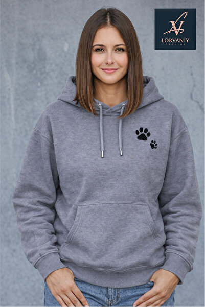 LORVANIY سويت شيرت للجنسين من cat مطبوع 3 Thread K بغطاء رأس