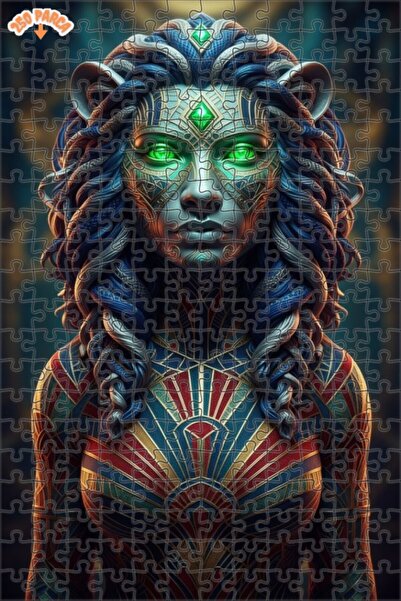 Esranın Dünyası Lion Patterned Mysterious Woman Figure Oil Painting Lookalike...