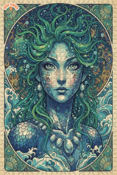 Esranın Dünyası لغز خشبي مطبوع عليه صورة حورية البحر مزدوج الطبقات قطعة مقاس ...