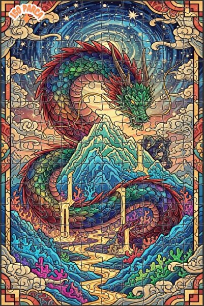 Esranın Dünyası Dragon Mountain Water Oil Painting Lookalike Double-Layer Fra...