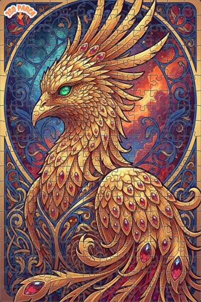 Esranın Dünyası Golden Feather Mythological Phoenix Oil Painting Double-Layer...