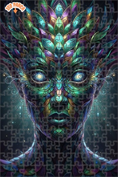 Esranın Dünyası Mysterious Cosmic Woman Oil Painting Look Double Layer Framed...