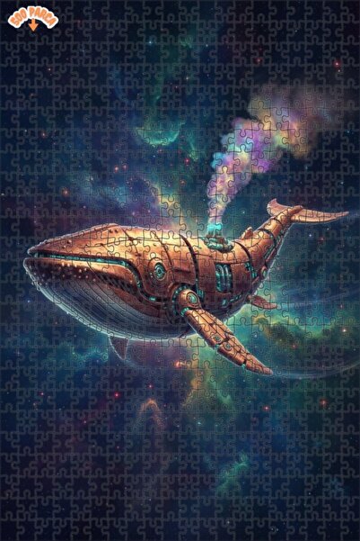 Esranın Dünyası لغز خشبي على شكل حوت فضائي بتصميم ستيمبانك، مزدوج الطبقات إطا...
