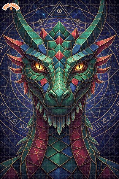Esranın Dünyası Mysterious Dragon Art Double Layer Framed Wooden Puzzle 1000 ...