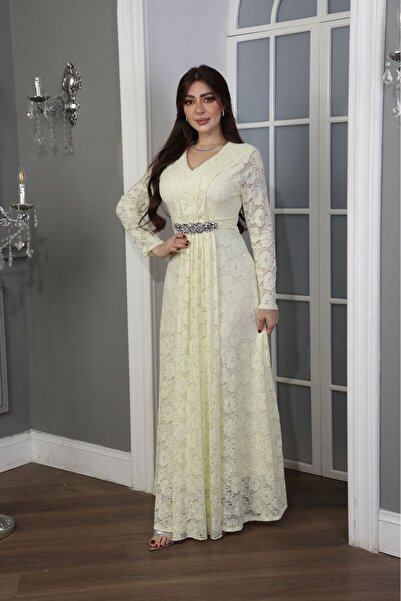 ٌRominz fashion فستان عصري بنقوش هندسية ودانتيل - فخامة المناسبات - متوفر الآن شحن فوري