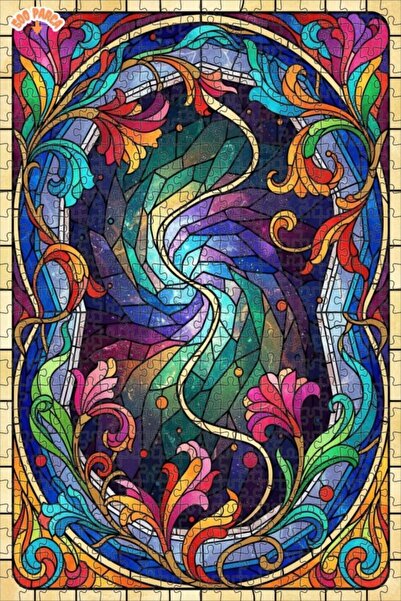 Esranın Dünyası لغز خشبي ملون من منقوش قطعة بتصميم فن الزجاج الملون مزدوج الط...