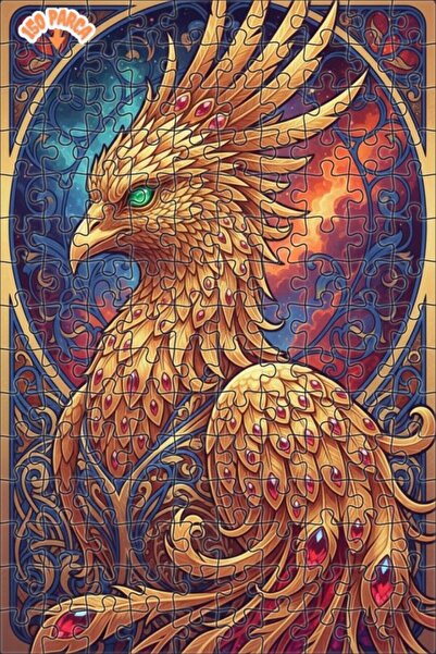 Esranın Dünyası Golden Feather Mythological Phoenix Oil Painting Double-Layer...