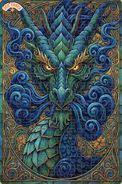 Esranın Dünyası Dragon Art Oil Painting Look Double Layer Framed Wooden Puzzl...
